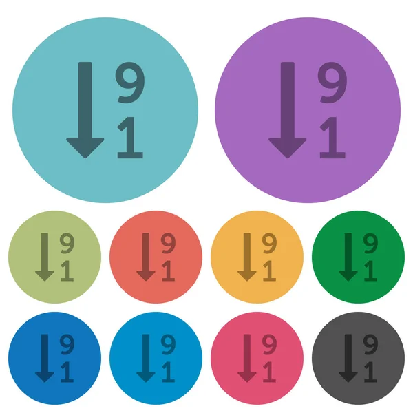 Descendente numerado lista de colores más oscuros iconos planos — Vector de stock