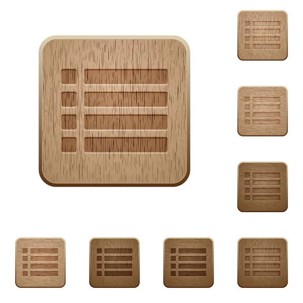 Lista desordenada botones de madera — Vector de stock