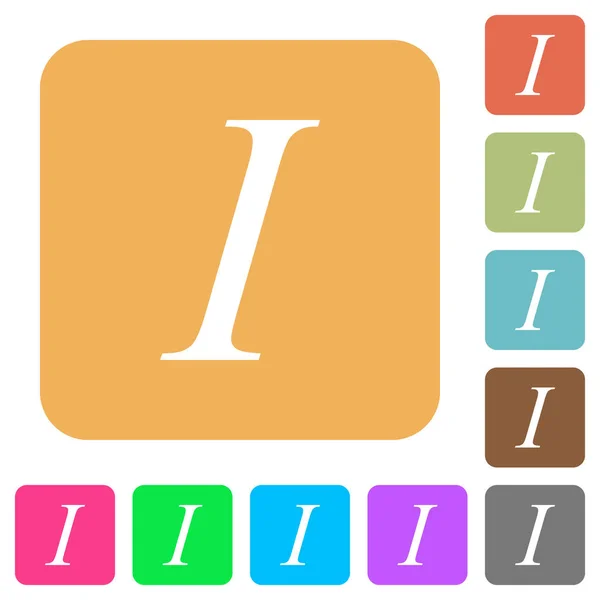 Πλάγια γραμματοσειρά τύπου στρογγυλεμένο τετράγωνο επίπεδη εικονίδια — Διανυσματικό Αρχείο
