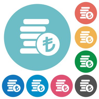 Türk Lirası paraları düz yuvarlak simgeler