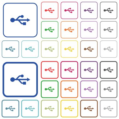 USB bağlantı düz renk simgeleri özetlenen