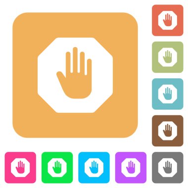 Dur işareti kare yuvarlak düz simgeler