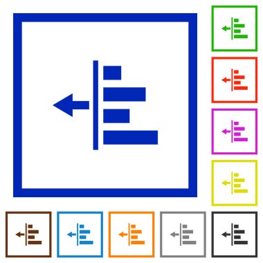 İçerik düz çerçeveli simgeleri sol girinti azalt