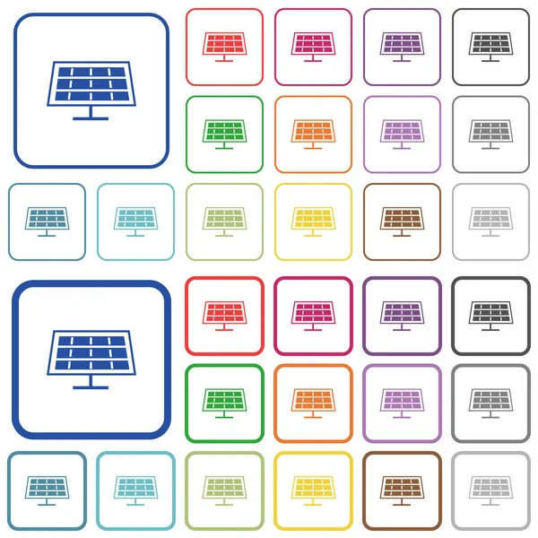 Painel solar delineado ícones de cor plana — Vetor de Stock
