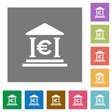 Euro banka office kare düz simgeler