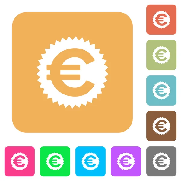 Etiqueta engomada euro redondeado cuadrados planos iconos — Vector de stock