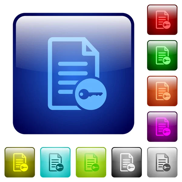 Sichere Dokument Farbe quadratische Tasten — Stockvektor