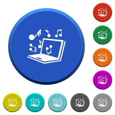 Eğimli düğmeleri laptop müzik ile semboller