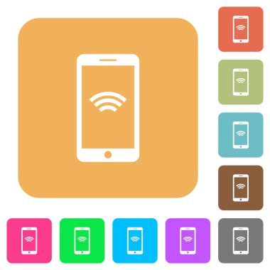 Cep telefonu kablosuz ağ simgesi olan yuvarlak kare düz ben