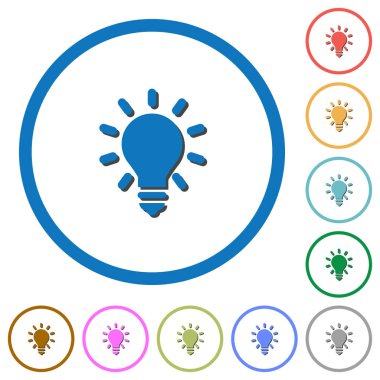 Fikir kavramı simgelerle gölgeler ve anahat olarak ampul aydınlatma