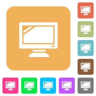 Monitör yuvarlak kare düz simgeler