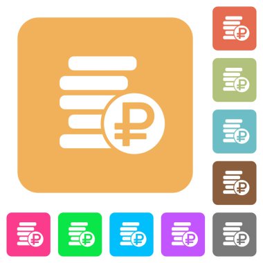 Rublesi paralar yuvarlatılmış kare düz simgeler