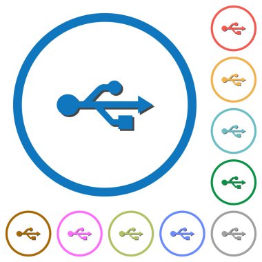 Gölgeler ve anahatları ile USB bağlantı simgeleri