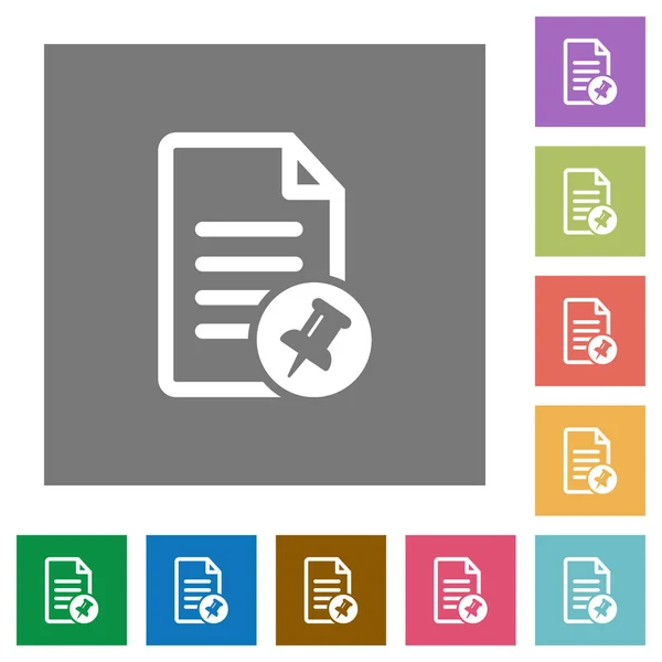 Documento pin cuadrados iconos planos — Vector de stock