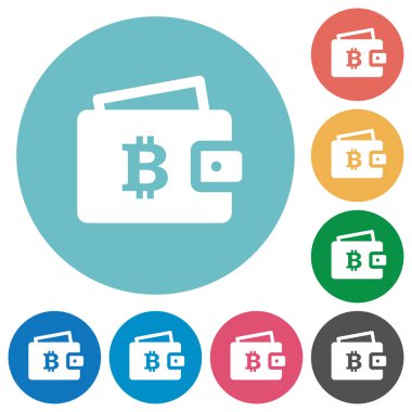 Bitcoin cüzdan düz yuvarlak simgeler