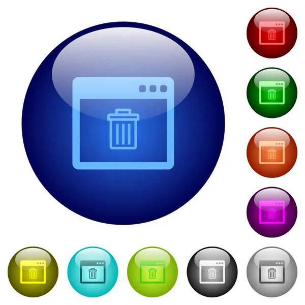 Application supprimer les boutons en verre couleur — Image vectorielle