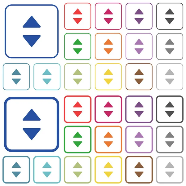 Вертикальні стрілки керування викладені піктограмами плоского кольору — стоковий вектор