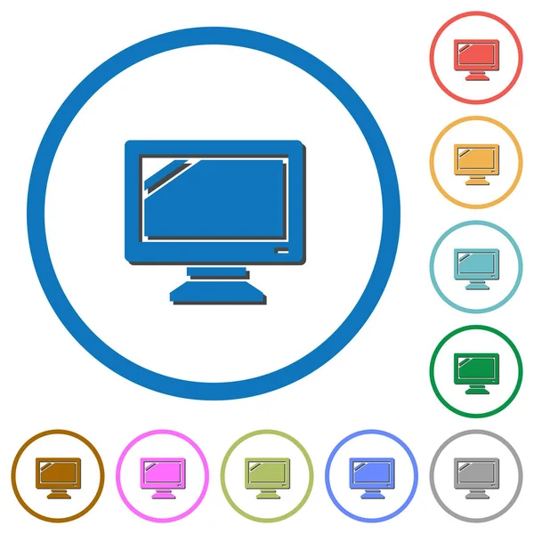 Monitorsymbole mit Schatten und Umrissen — Stockvektor