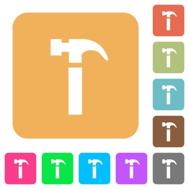 Yuvarlak çekiç kare düz simgeler