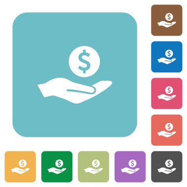 Dolar kazanç yuvarlak kare düz simgeler