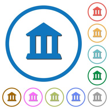 Gölgeler ve anahatları ile banka office simgeleri
