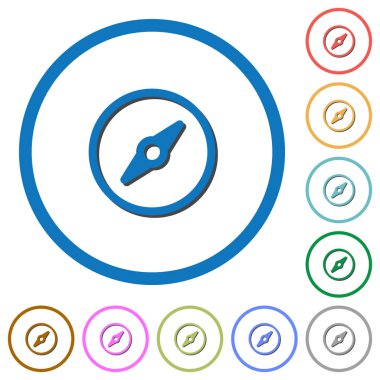 Gölgeler ve anahatları ile pusula simgeler