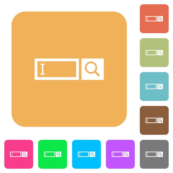 Casella di ricerca arrotondato icone piatte quadrate — Vettoriale Stock