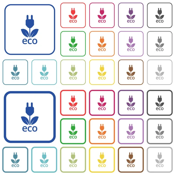 Eco energía delineada iconos de color plano — Vector de stock