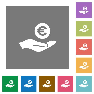 Euro kazanç düz simgeler kare