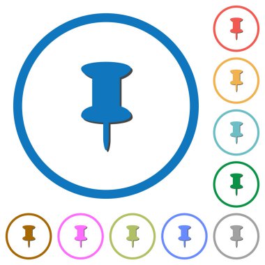 İtme PIN simgelerle gölgeler ve anahatlar