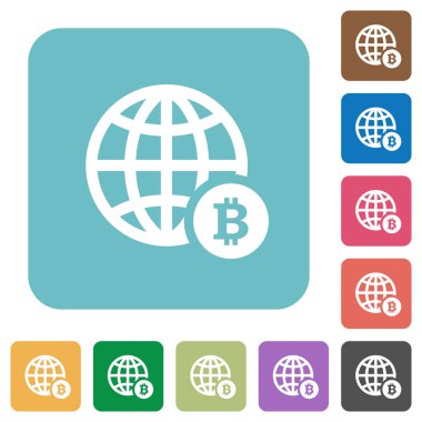 Online Bitcoin ödeme yuvarlak kare düz simgeler