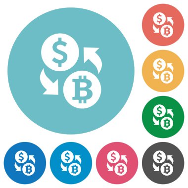 Dolar Bitcoin para Döviz düz yuvarlak simgeler