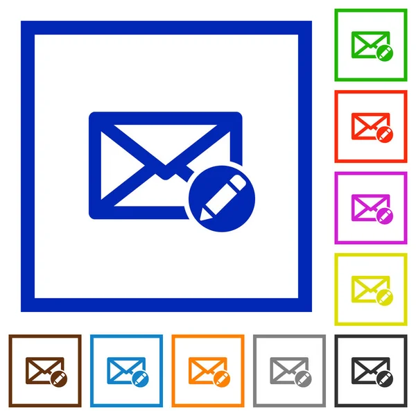 Schrijven van mail flat ingelijste pictogrammen — Stockvector