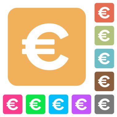 Euro simgesi yuvarlak kare düz simgeler
