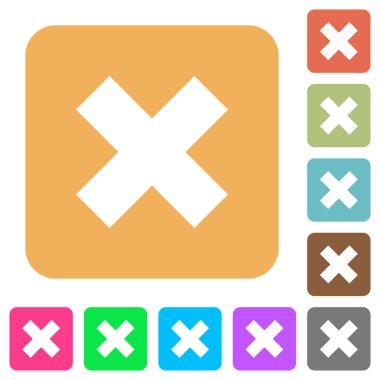 İptal yuvarlak kare düz simgeler