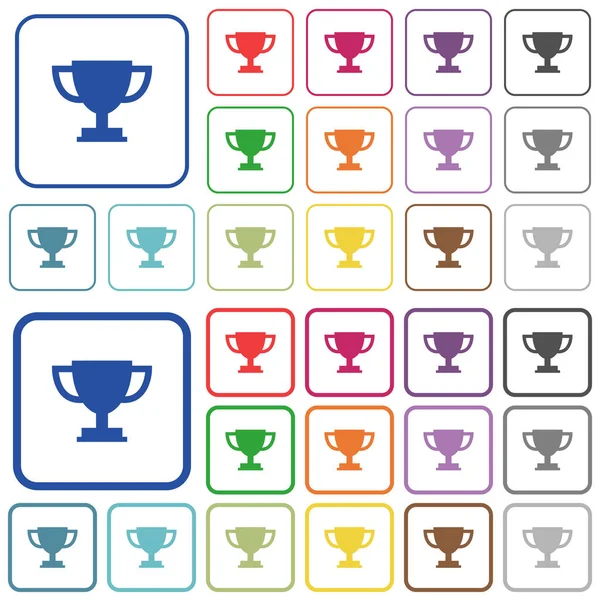 Copa trofeo delineado iconos de color plano — Vector de stock