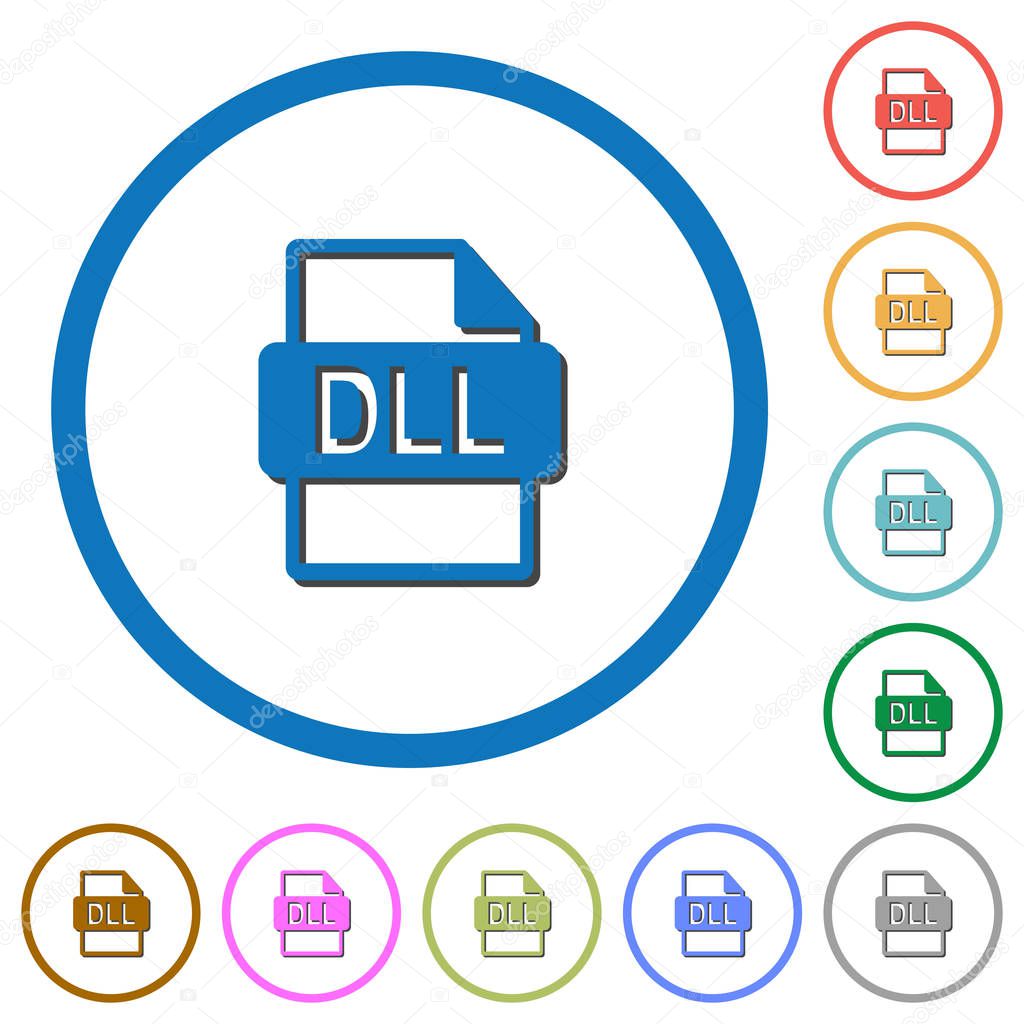 DLL file format icons with shadows and outlines