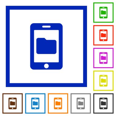 Smartphone veri depolama düz çerçeveli simgeler