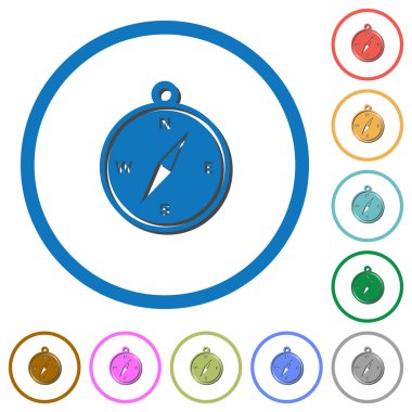 Gölgeler ve anahatları ile pusula simgeler