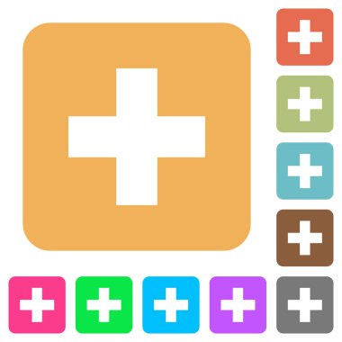 Ekle yeni öğe kare yuvarlak düz simgeler