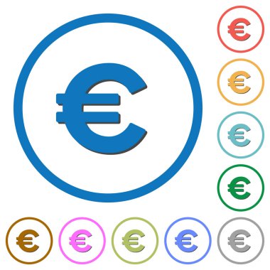Euro işareti simgeleriyle gölgeler ve anahatlar