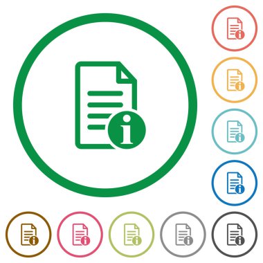 Document info flat icons with outlines clipart