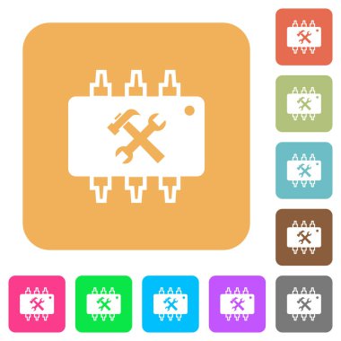 Donanım bakım yuvarlak kare düz simgeler