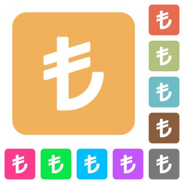 Türk Lirası işaret yuvarlak kare düz simgeler