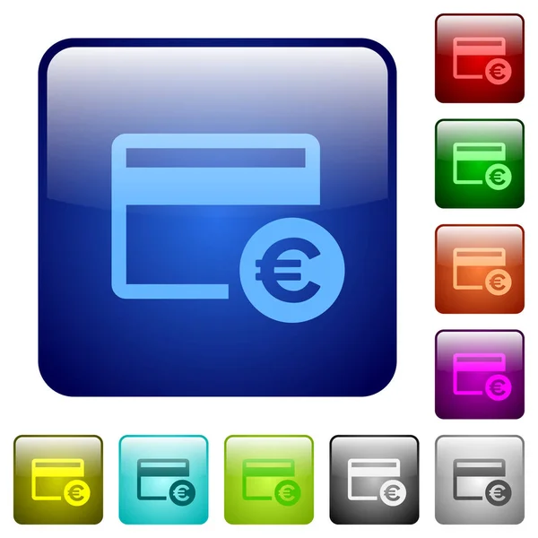 Euro tarjeta de crédito color botones cuadrados — Archivo Imágenes Vectoriales