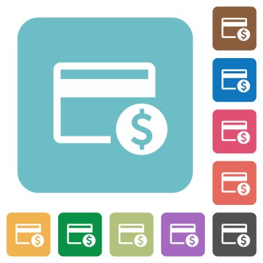 Doları kredi kartı yuvarlak kare düz simgeler