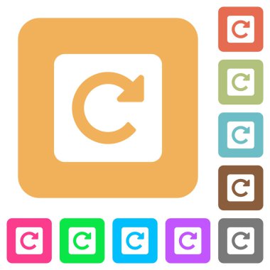 Döndür sağ yuvarlak kare düz simgeler