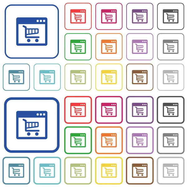 Webshop application outlined flat color icons — Stock Vector