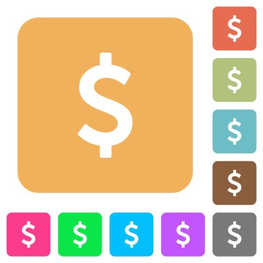 Dolar işareti kare yuvarlak düz simgeler