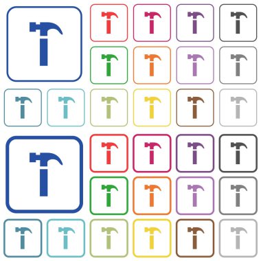 Çekiç düz renk simgeleri özetlenen